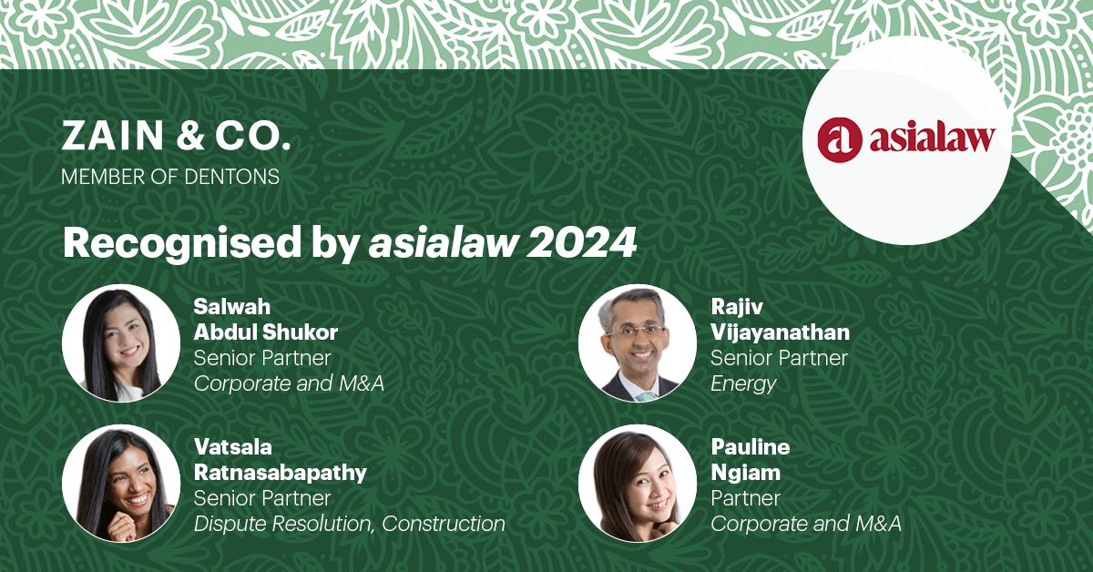 The words Zain & Co., Member of Dentons is next to a logo for asialaw..