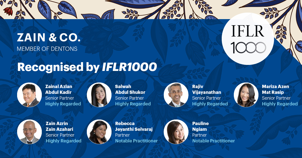 The words Zain & Co., Member of Dentons is next to a logo for IFLR1000.